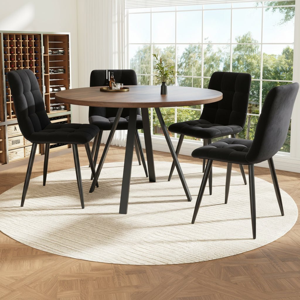 5-Piece Dining Set Round Table with Four Velvet Chairs - Image 3