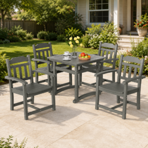 5-Piece Patio Dining Set with Square Table and Chairs